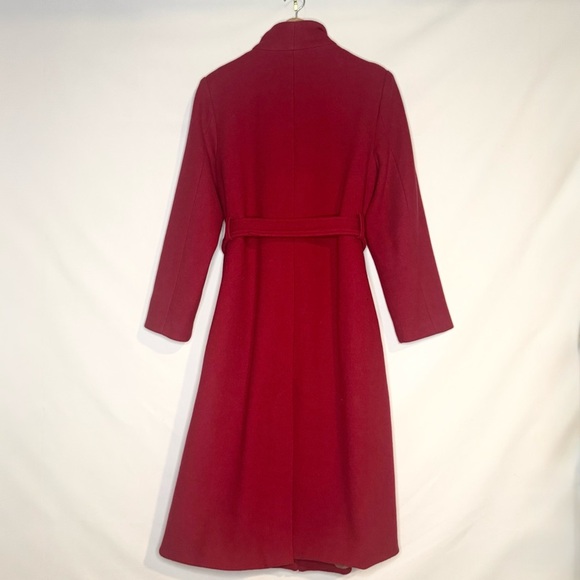 Kate Spade New York Single Breasted Belted High Neck Red Coat Size L Wool Blend - Picture 9 of 15